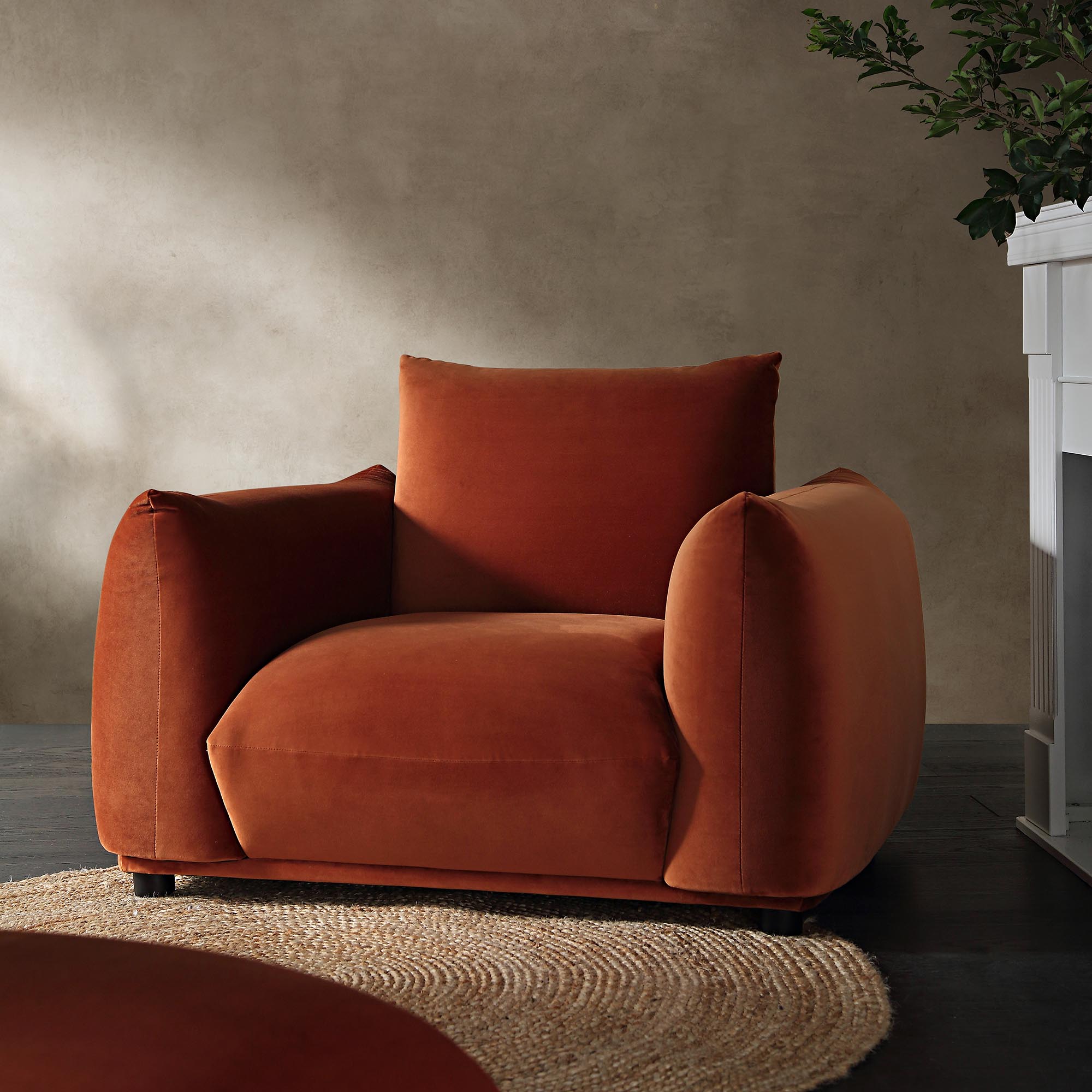 gianni armchair, rust velvet gianni armchair, rust velvet