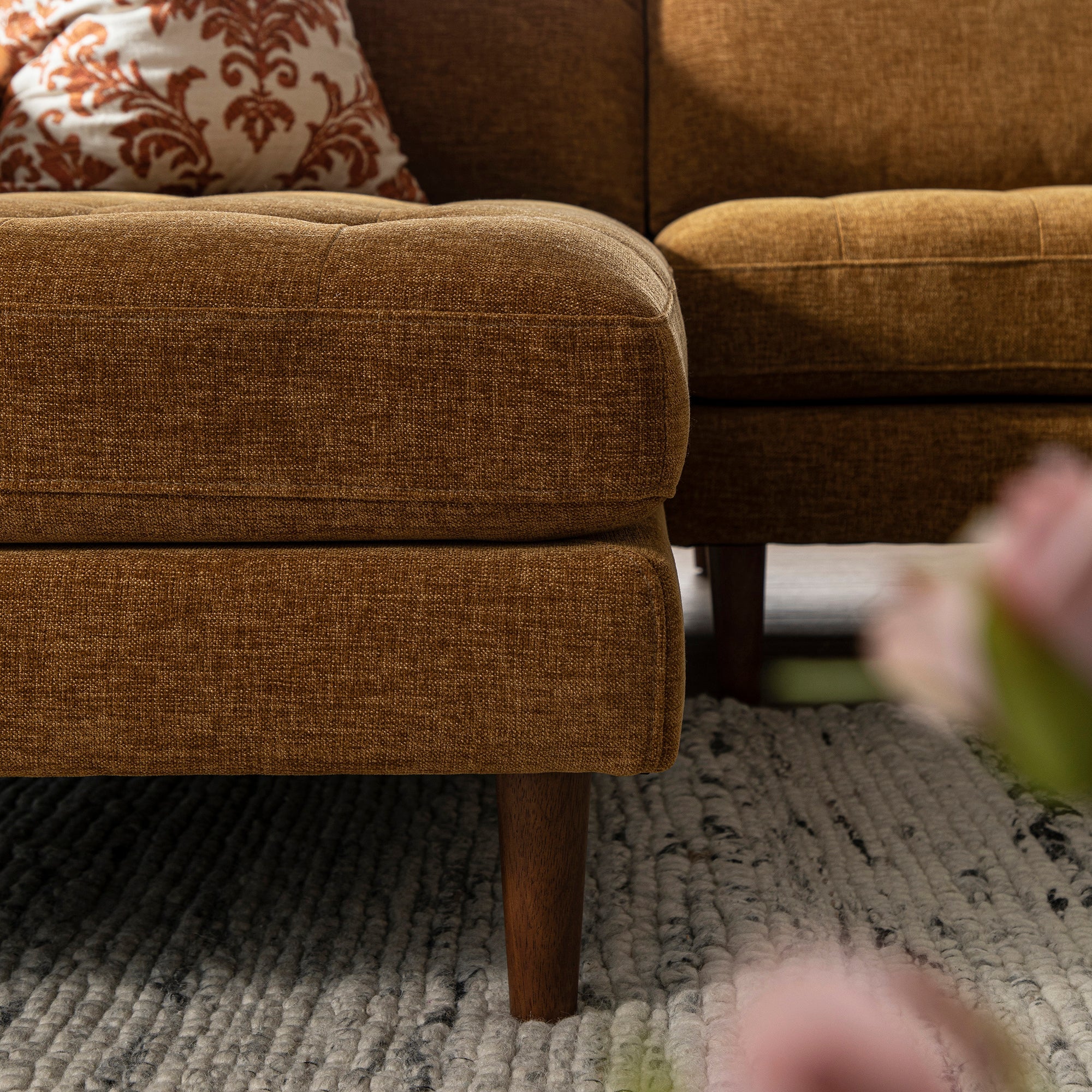henrietta spiced honey chenille grand 4 seater chaise end sofa, left hand facing henrietta spiced honey chenille grand 4 seater chaise end sofa, left hand facing