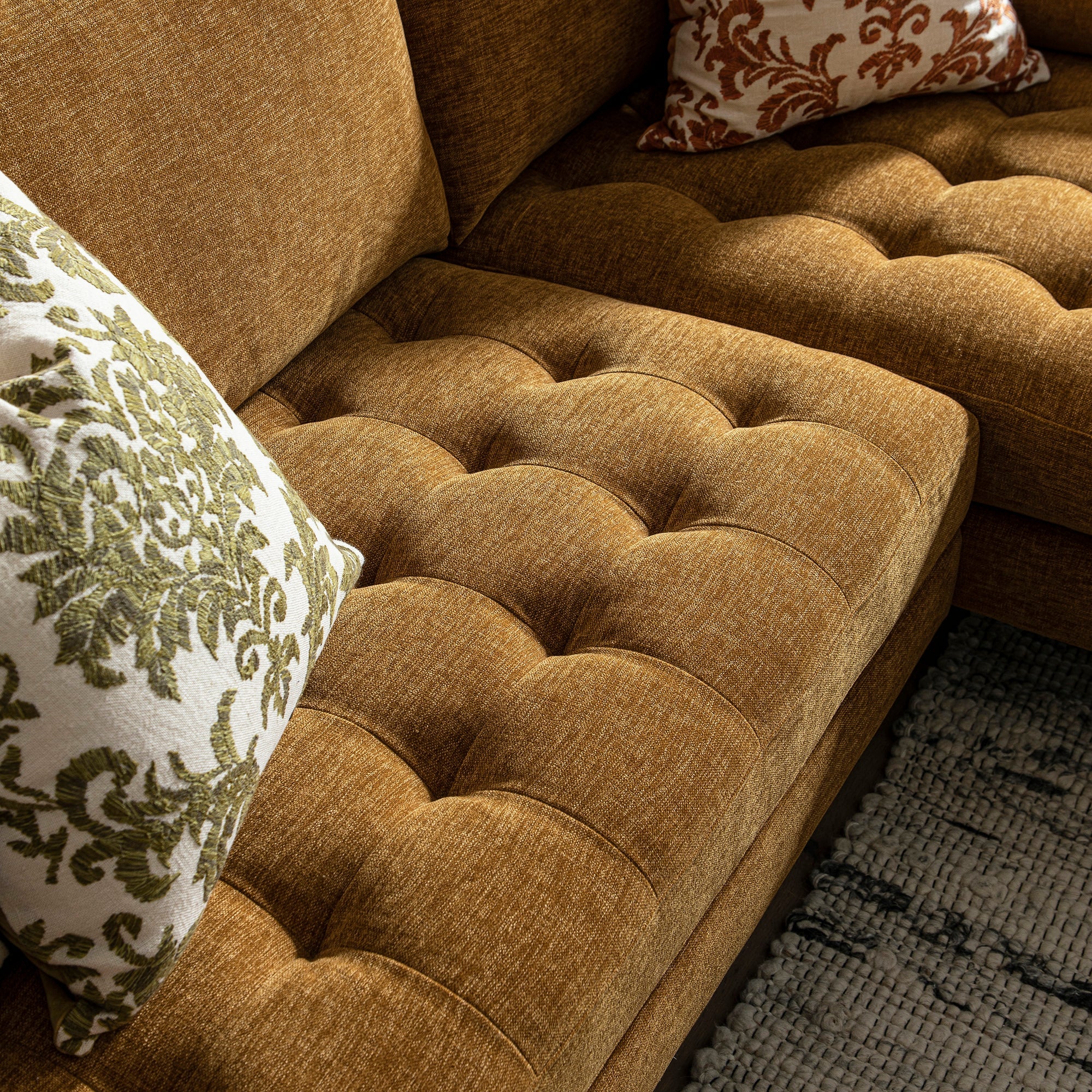 henrietta spiced honey chenille grand 4 seater chaise end sofa, right hand facing henrietta spiced honey chenille grand 4 seater chaise end sofa, right hand facing