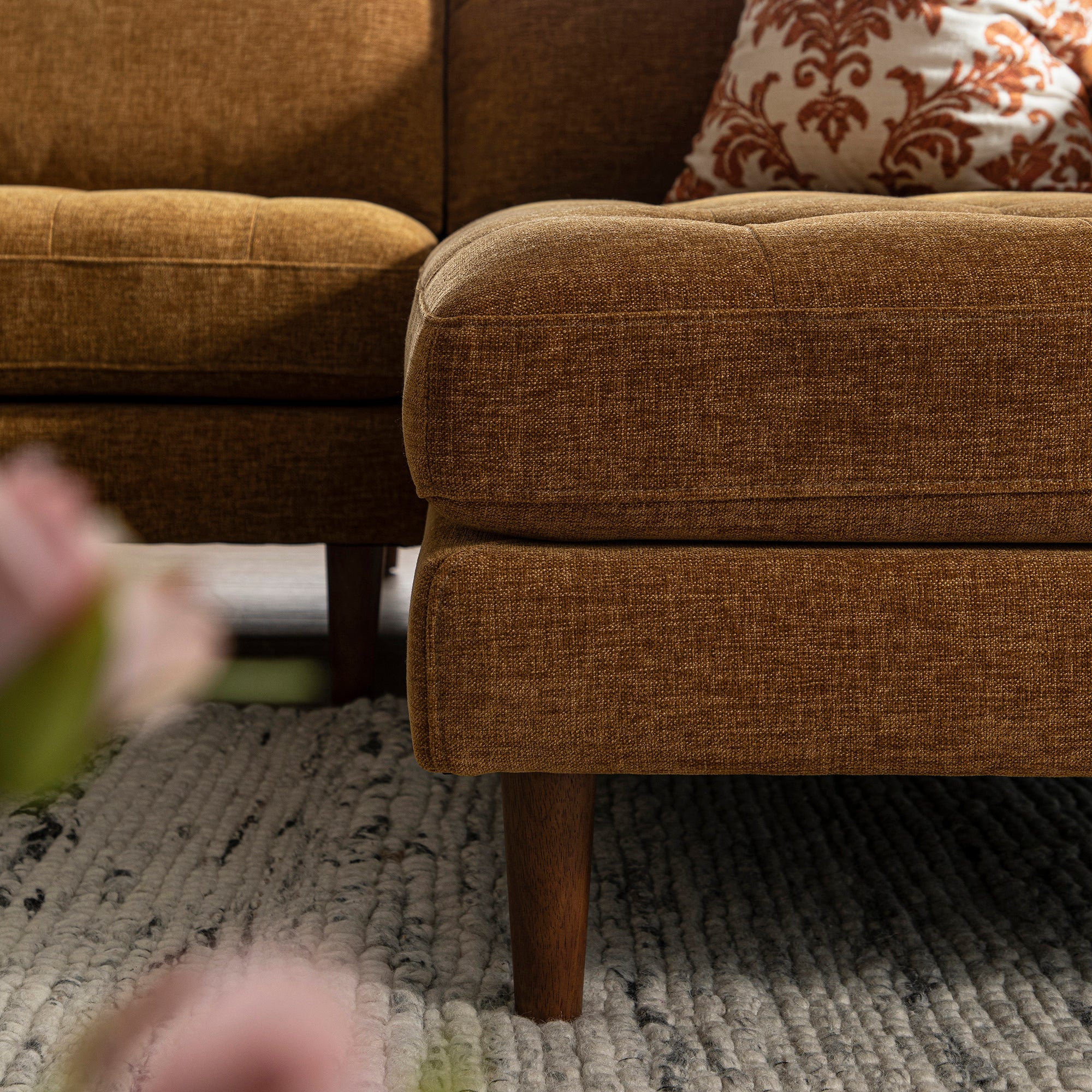 henrietta spiced honey chenille grand 4 seater chaise end sofa, right hand facing henrietta spiced honey chenille grand 4 seater chaise end sofa, right hand facing