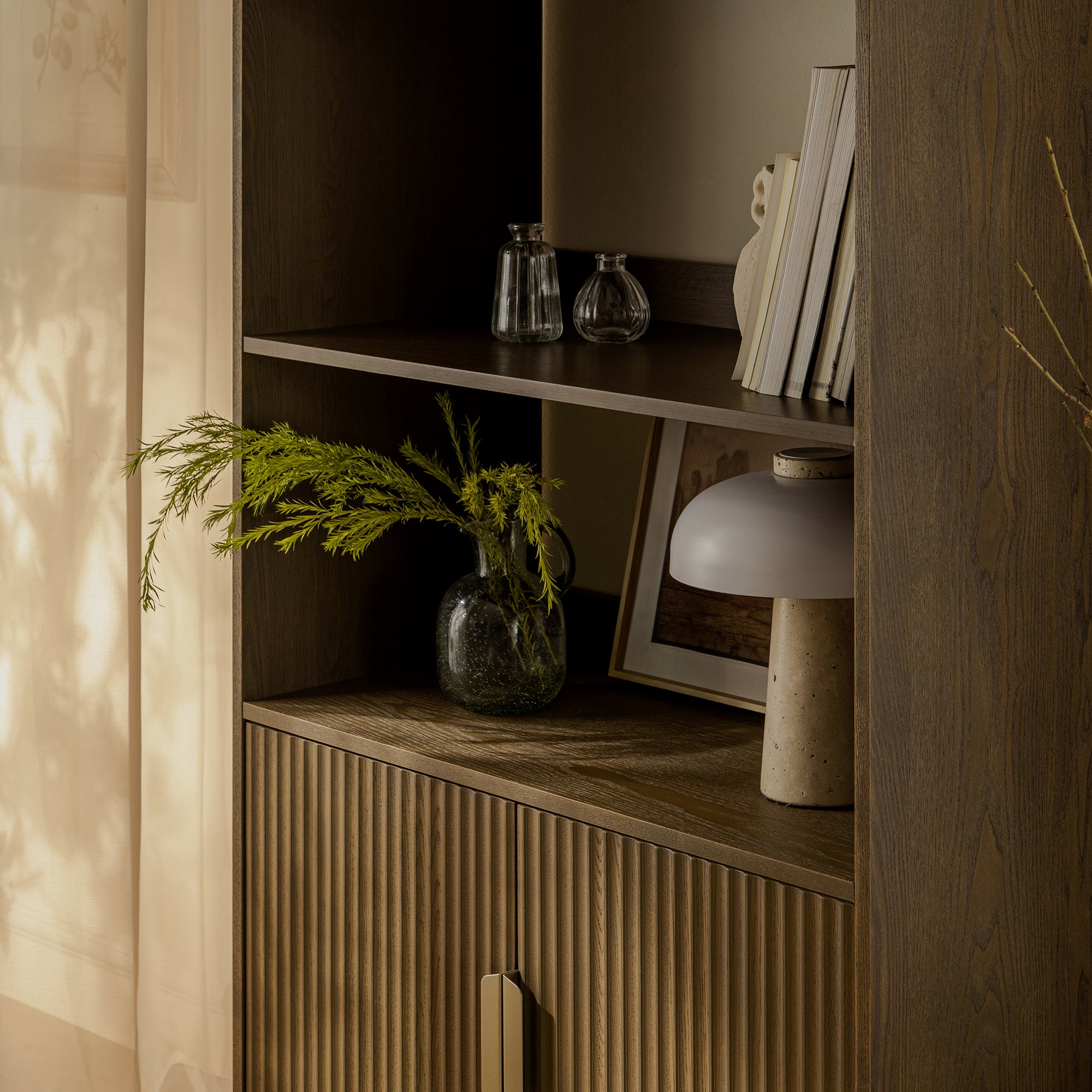 richmond ridged tall bookcase with doors, dark ash richmond ridged tall bookcase with doors, dark ash