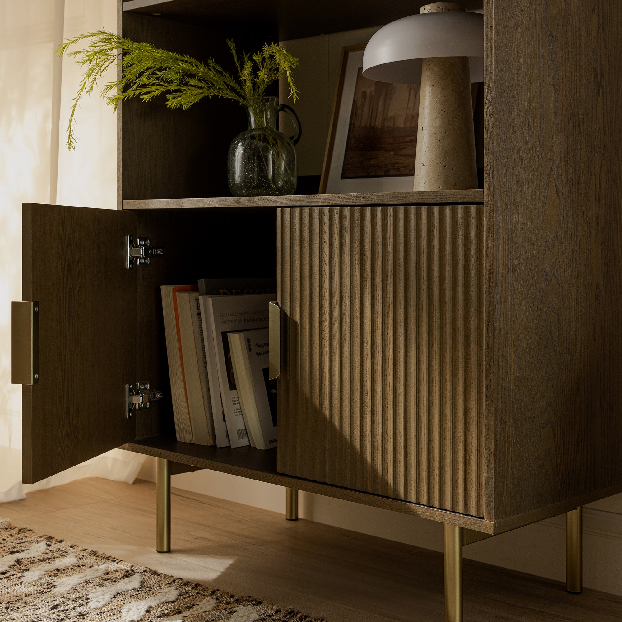 richmond ridged tall bookcase with doors, dark ash richmond ridged tall bookcase with doors, dark ash