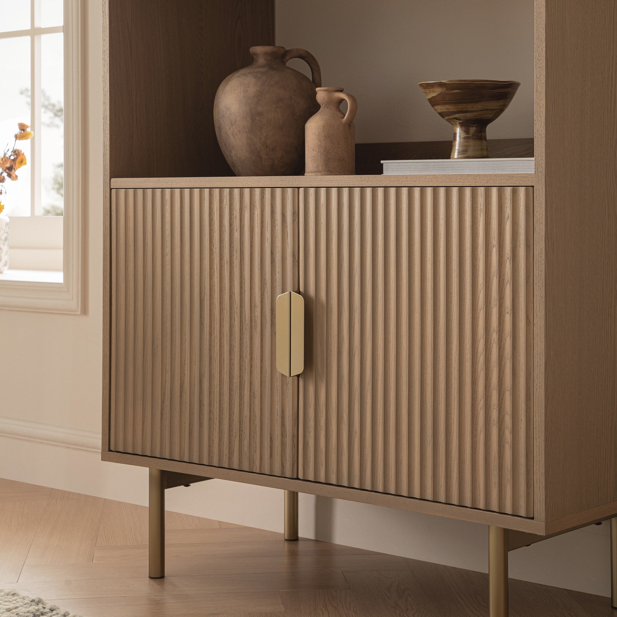 richmond ridged tall bookcase with doors, light ash richmond ridged tall bookcase with doors, light ash