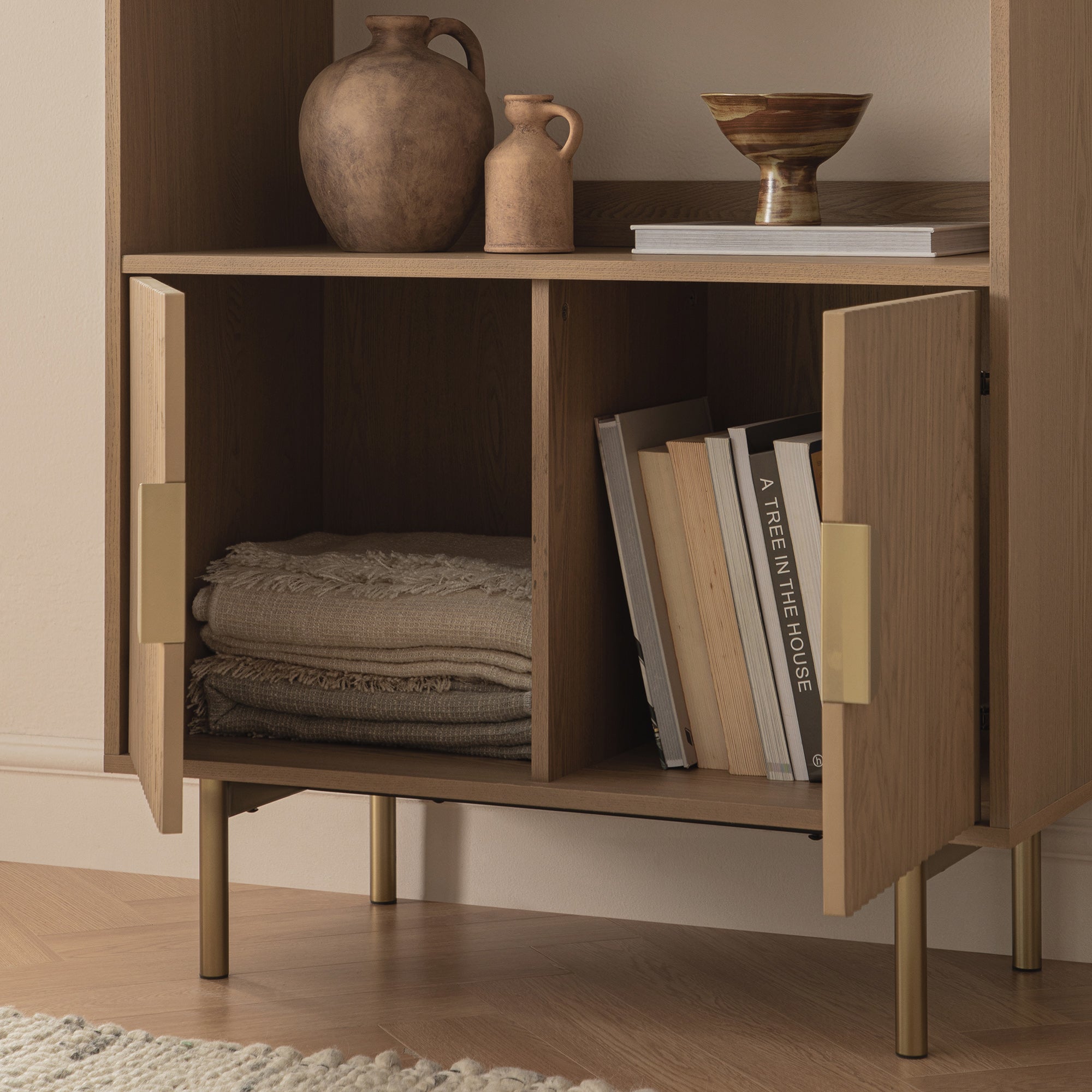 richmond ridged tall bookcase with doors, light ash richmond ridged tall bookcase with doors, light ash