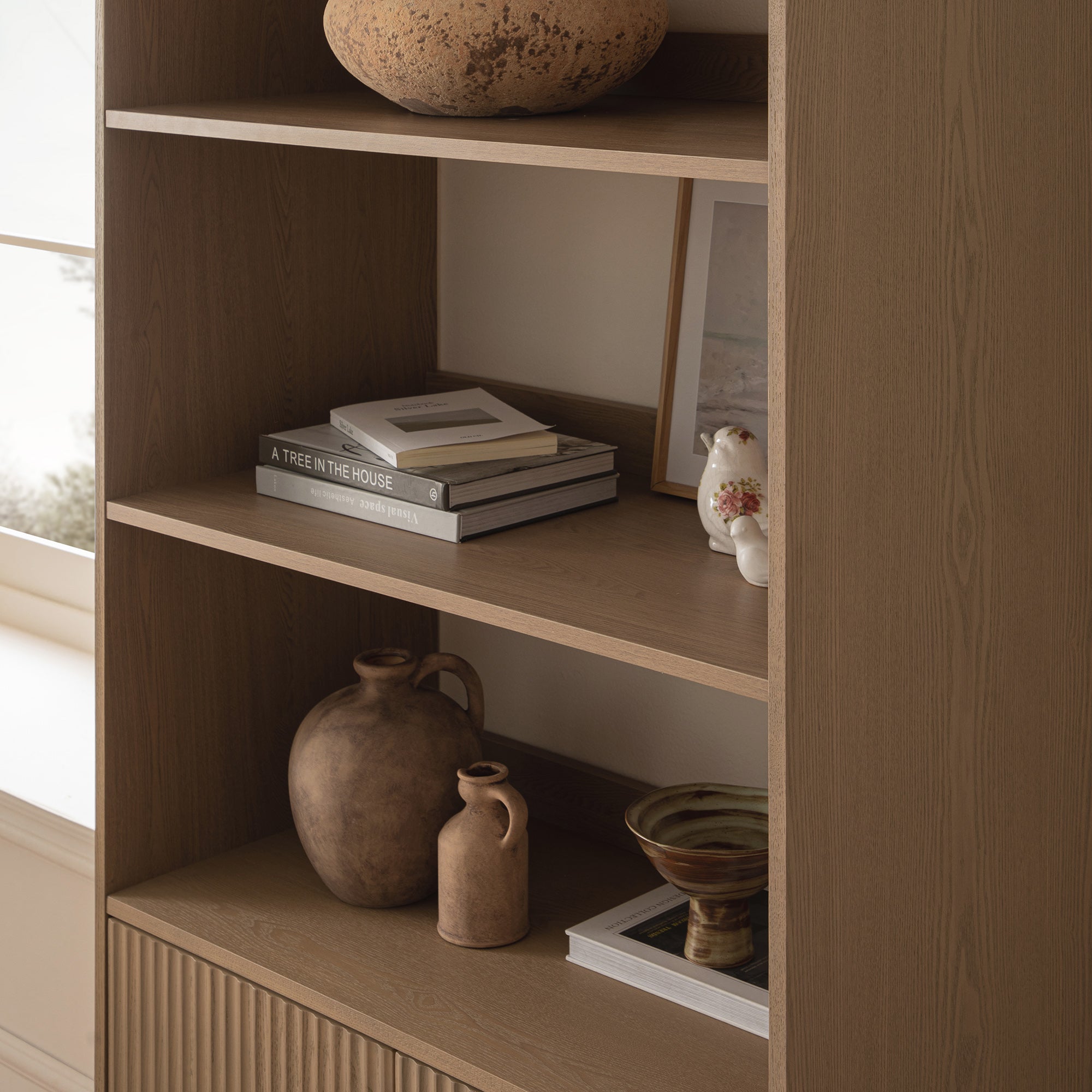 richmond ridged tall bookcase with doors, light ash richmond ridged tall bookcase with doors, light ash