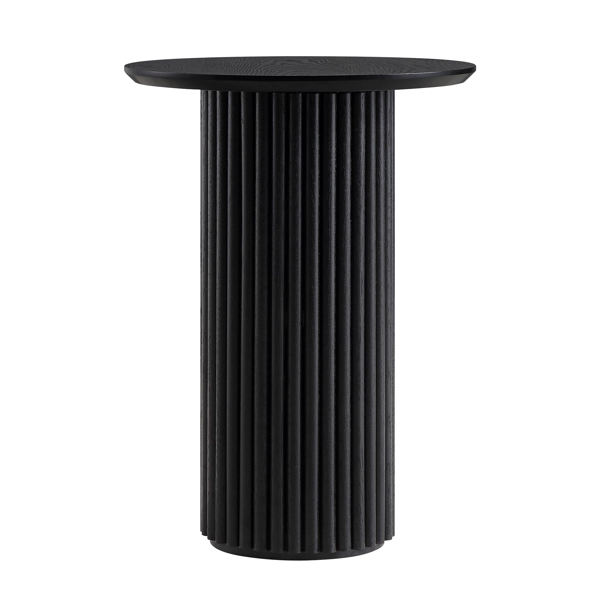 maru oak round side table, black maru oak round side table, black