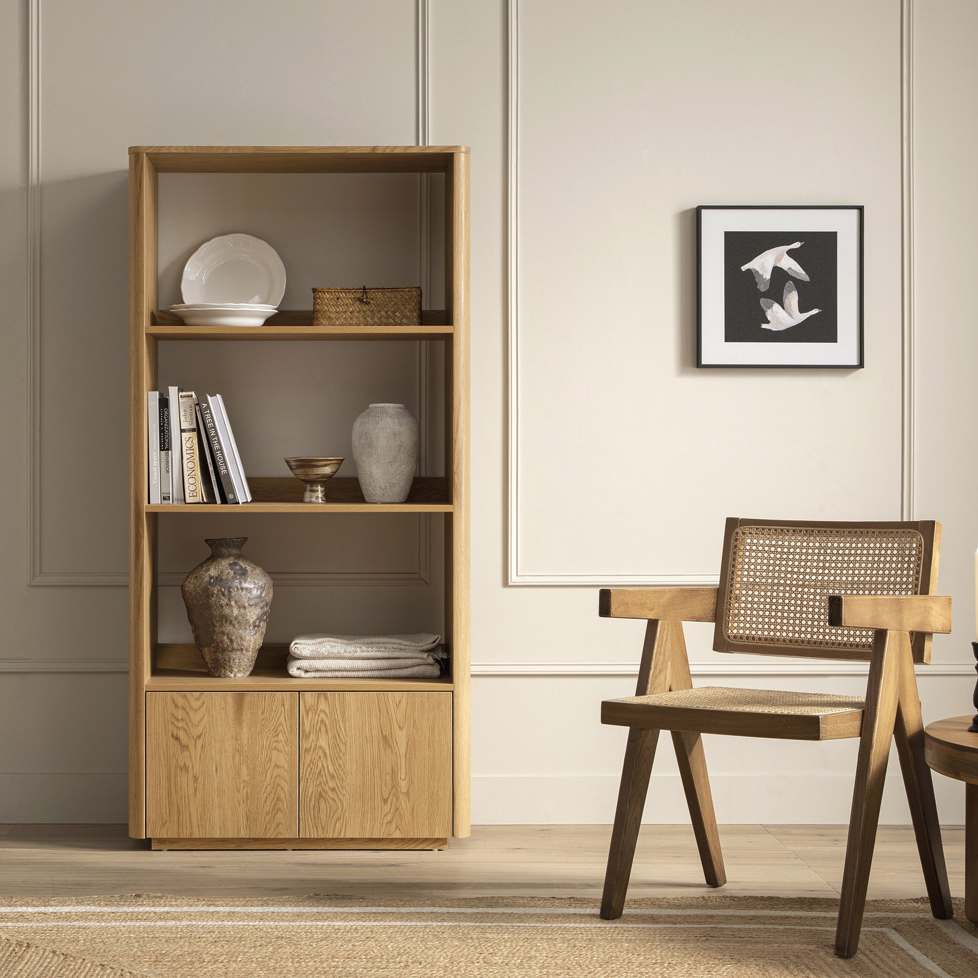 agnes curved edge bookcase, natural agnes curved edge bookcase, natural