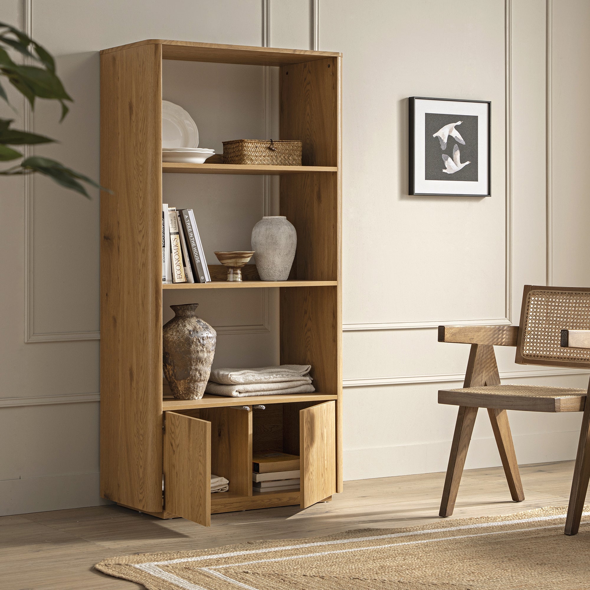 agnes curved edge bookcase, natural agnes curved edge bookcase, natural
