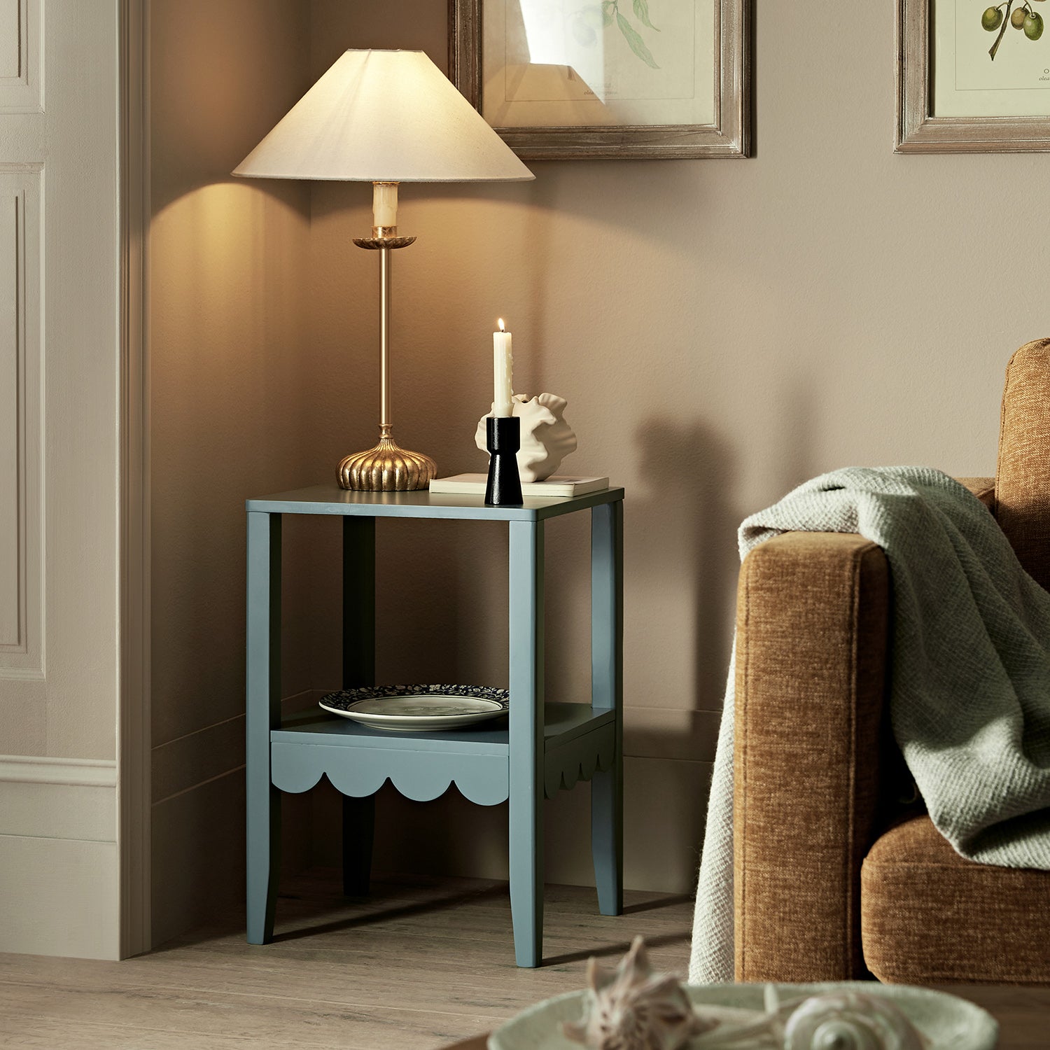 henley scalloped edge side table, blue spruce henley scalloped edge side table, blue spruce