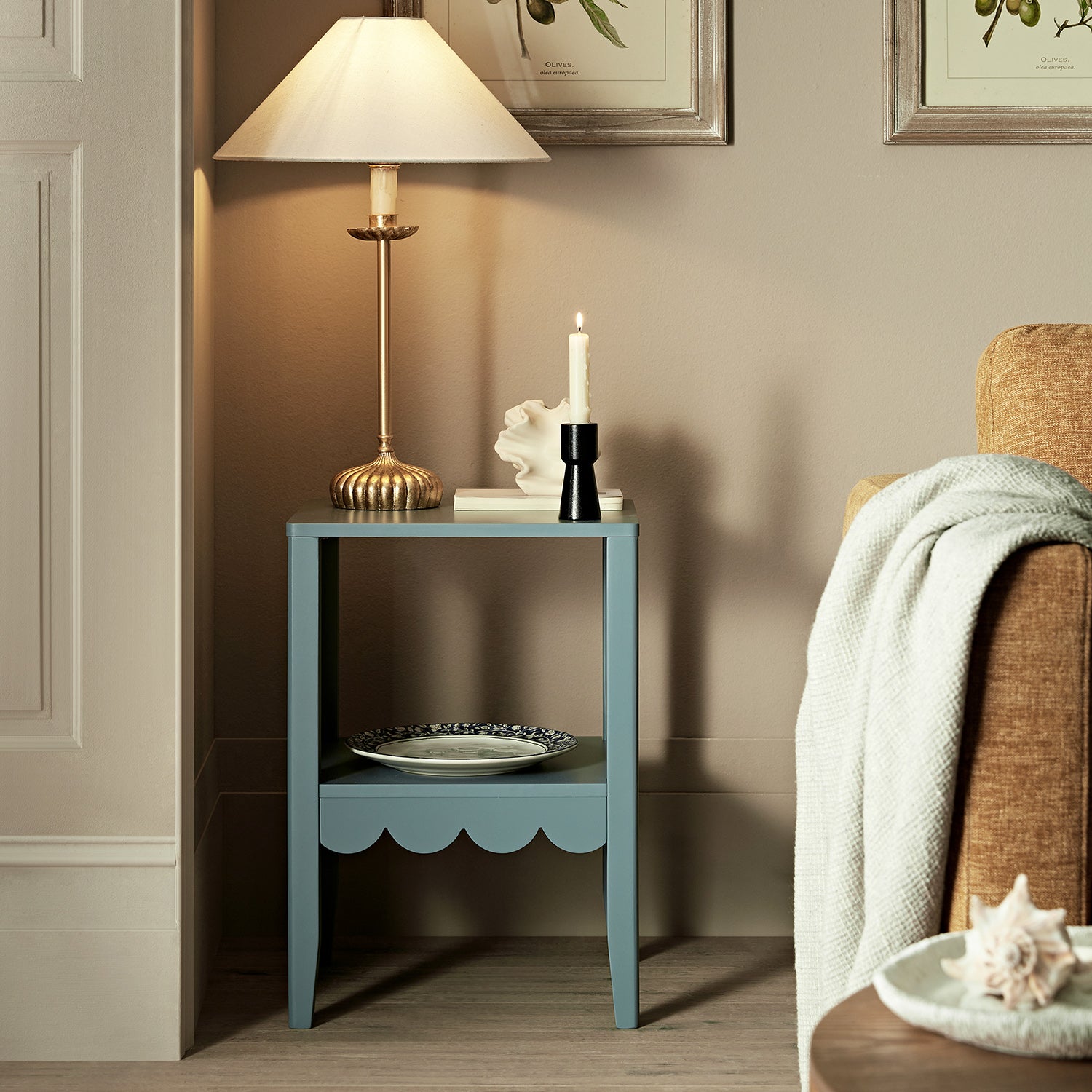 henley scalloped edge side table, blue spruce henley scalloped edge side table, blue spruce
