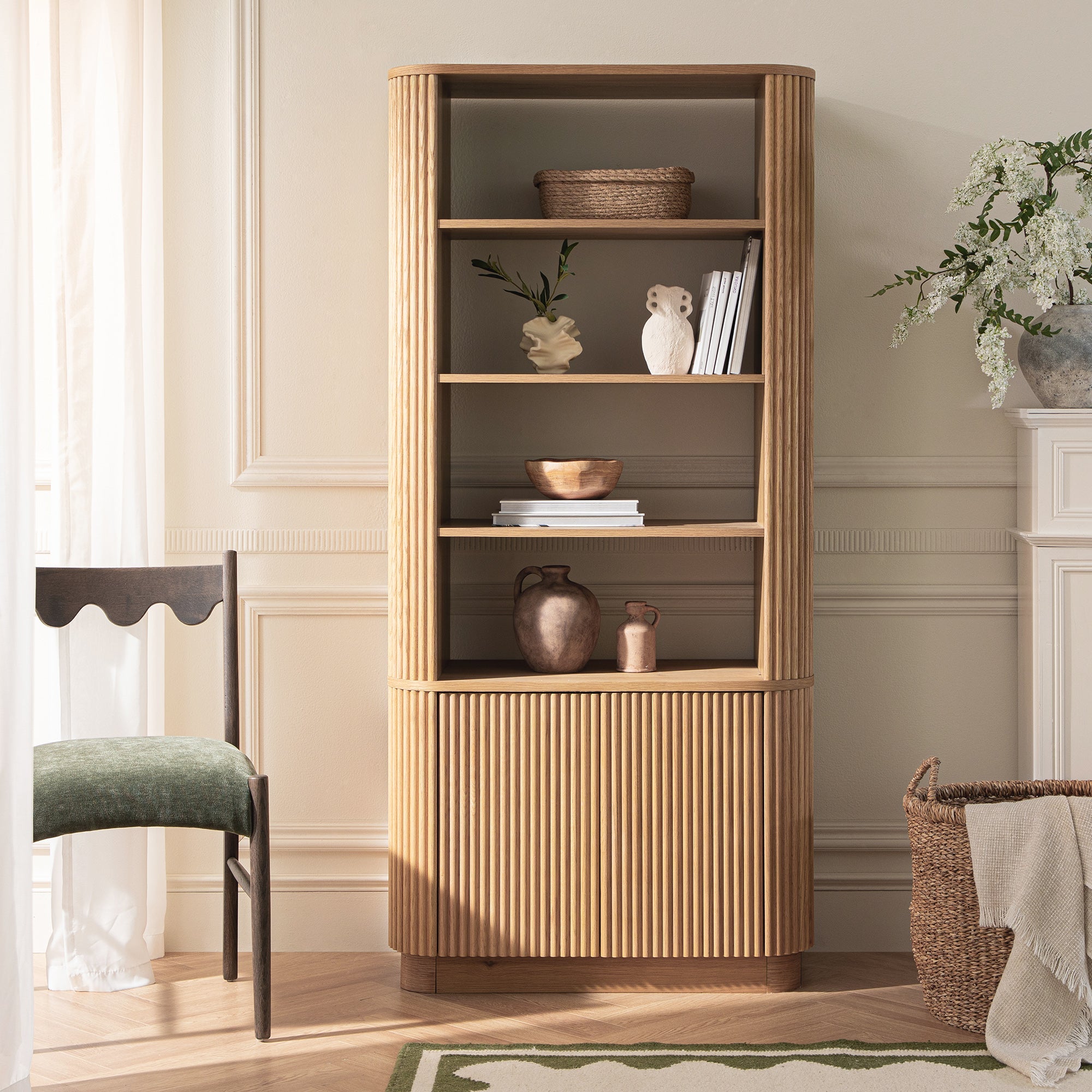 maru bookcase with cabinet, oak maru bookcase with cabinet, oak