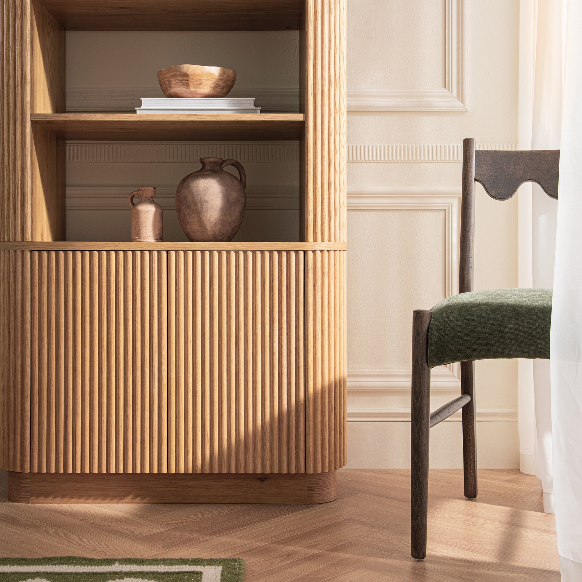 maru bookcase with cabinet, oak maru bookcase with cabinet, oak