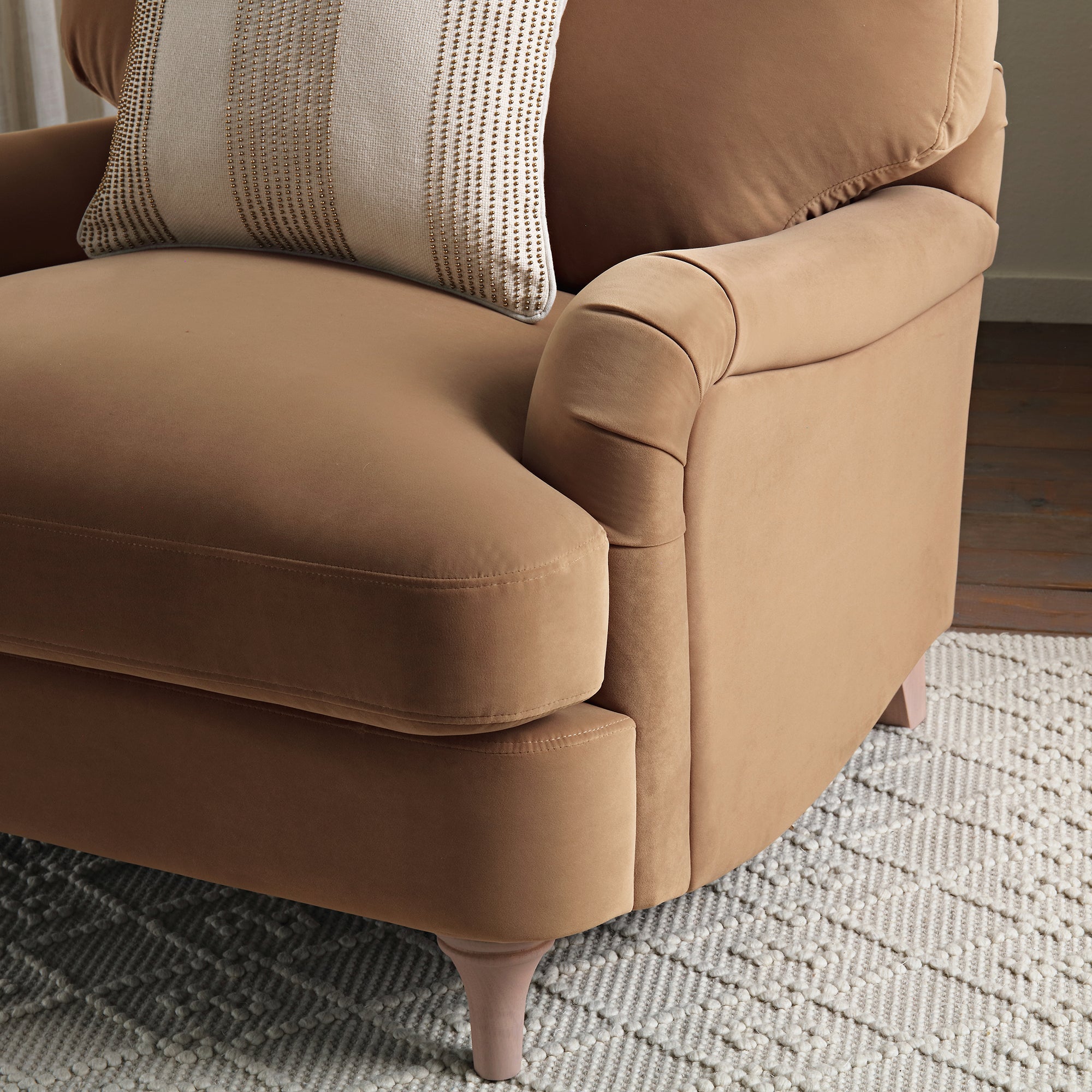 daphnis camel velvet sofa, 1 seater daphnis camel velvet sofa, 1 seater