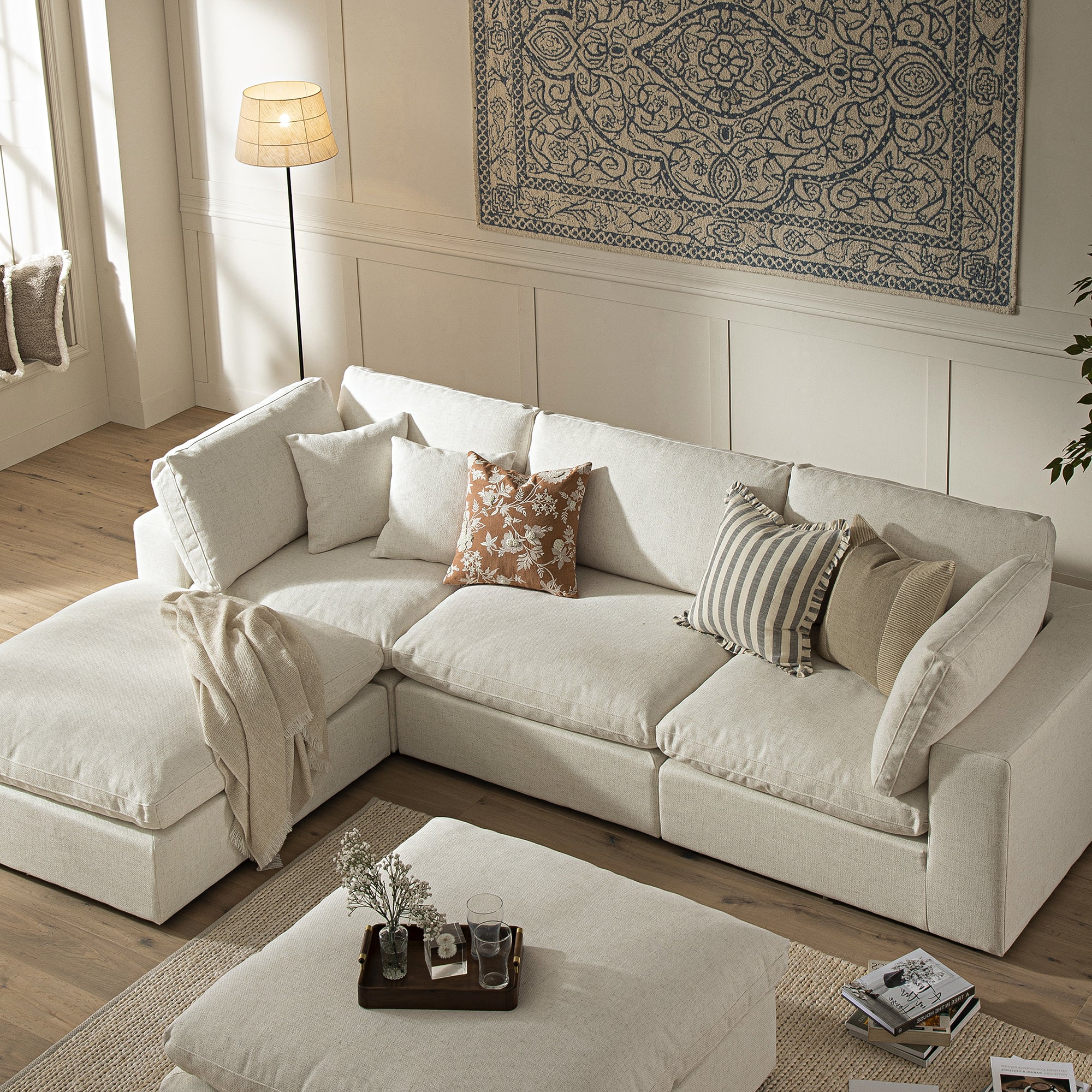 lutyens beige linen blend sectional sofa, 3 piece chaise lutyens beige linen blend sectional sofa, 3 piece chaise